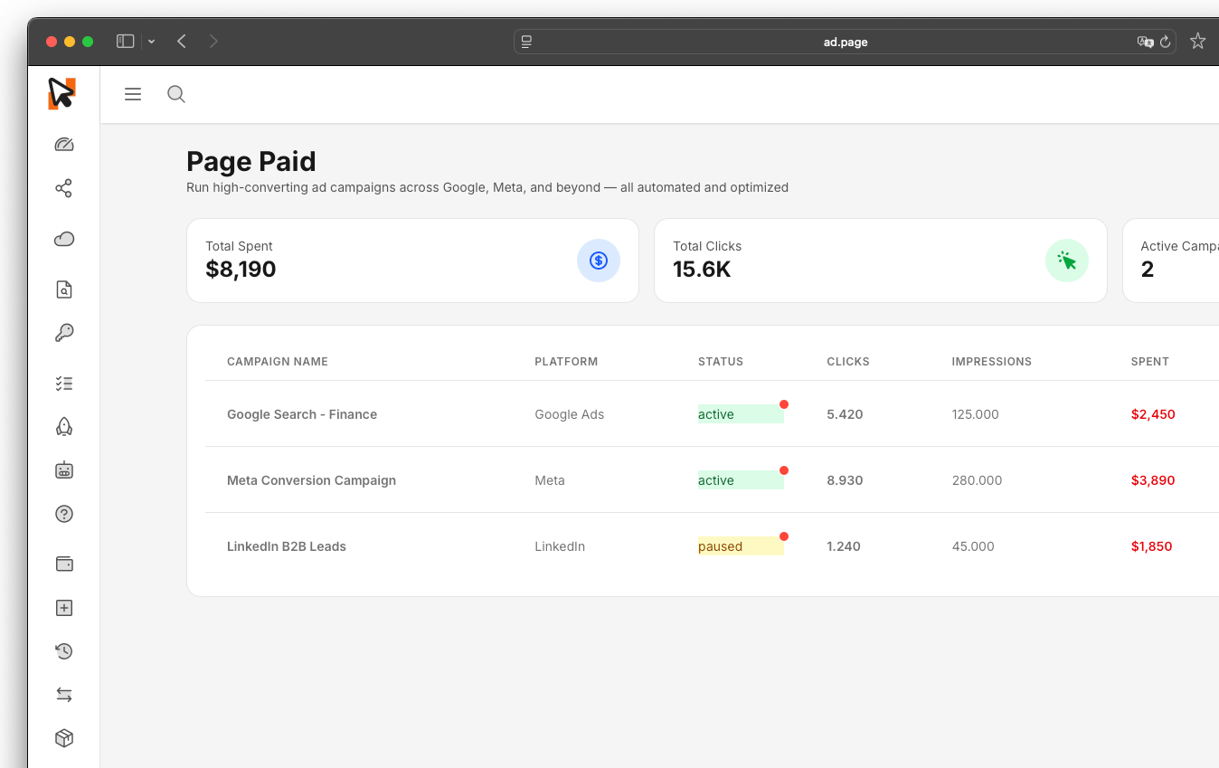 Page Paid Ads - Multi-Channel Advertising Platform