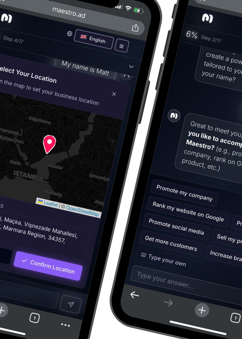 Investment platform interface showing key features